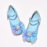 Girls' Blue Crystal Shoes with Non-Slip Soles for Little Princesses