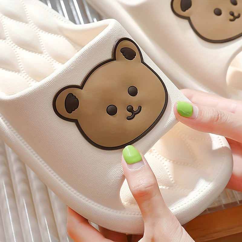 Мультяшный дизайн медведя EVA тапочки для пар, нескользящие, легкие, для дома и улицы, лето, повседневные, бежевые и коричневые