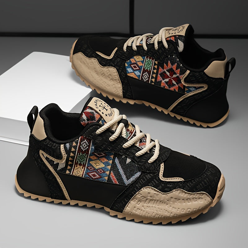 Men's Casual Lace-Up Sneakers All-Season PU Fabric Solid Color Low Top