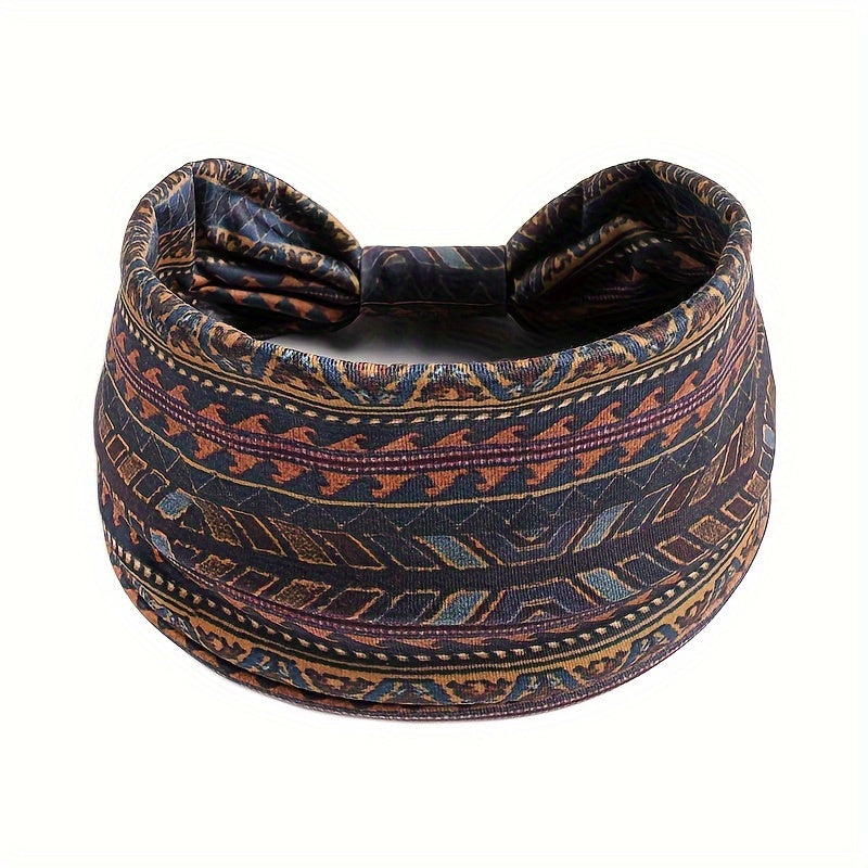 Women’s Boho Polyester Knit Crochet Headband for Yoga Running and Sports