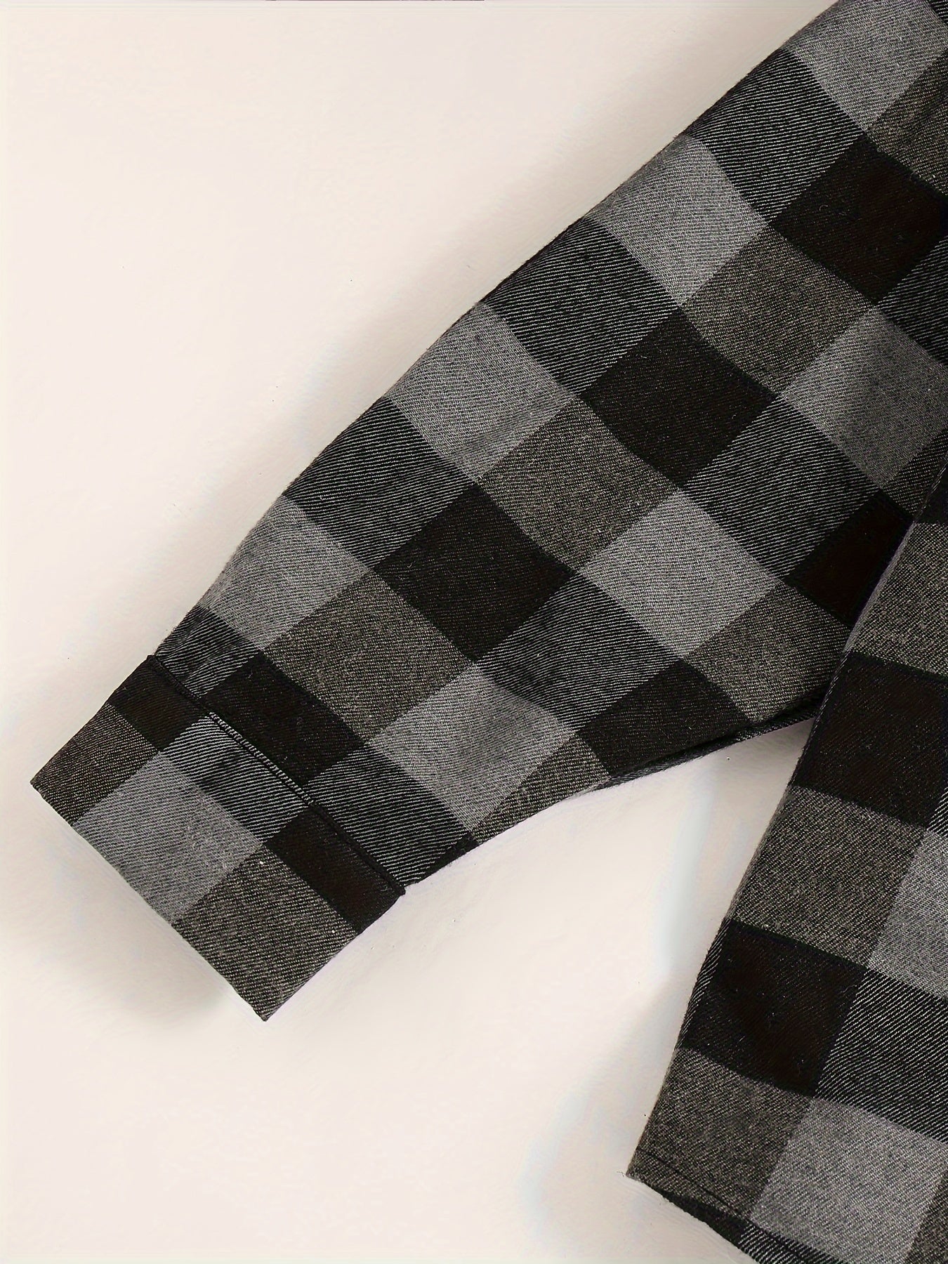 Camisa con capucha de manga larga a cuadros en azul y negro para niños en poliéster, casual para otoño e invierno