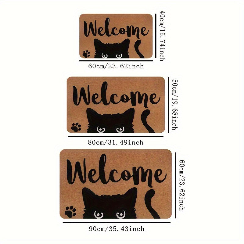 Cat Welcome Doormat Non-Slip Polyester Indoor Outdoor Entrance Rug