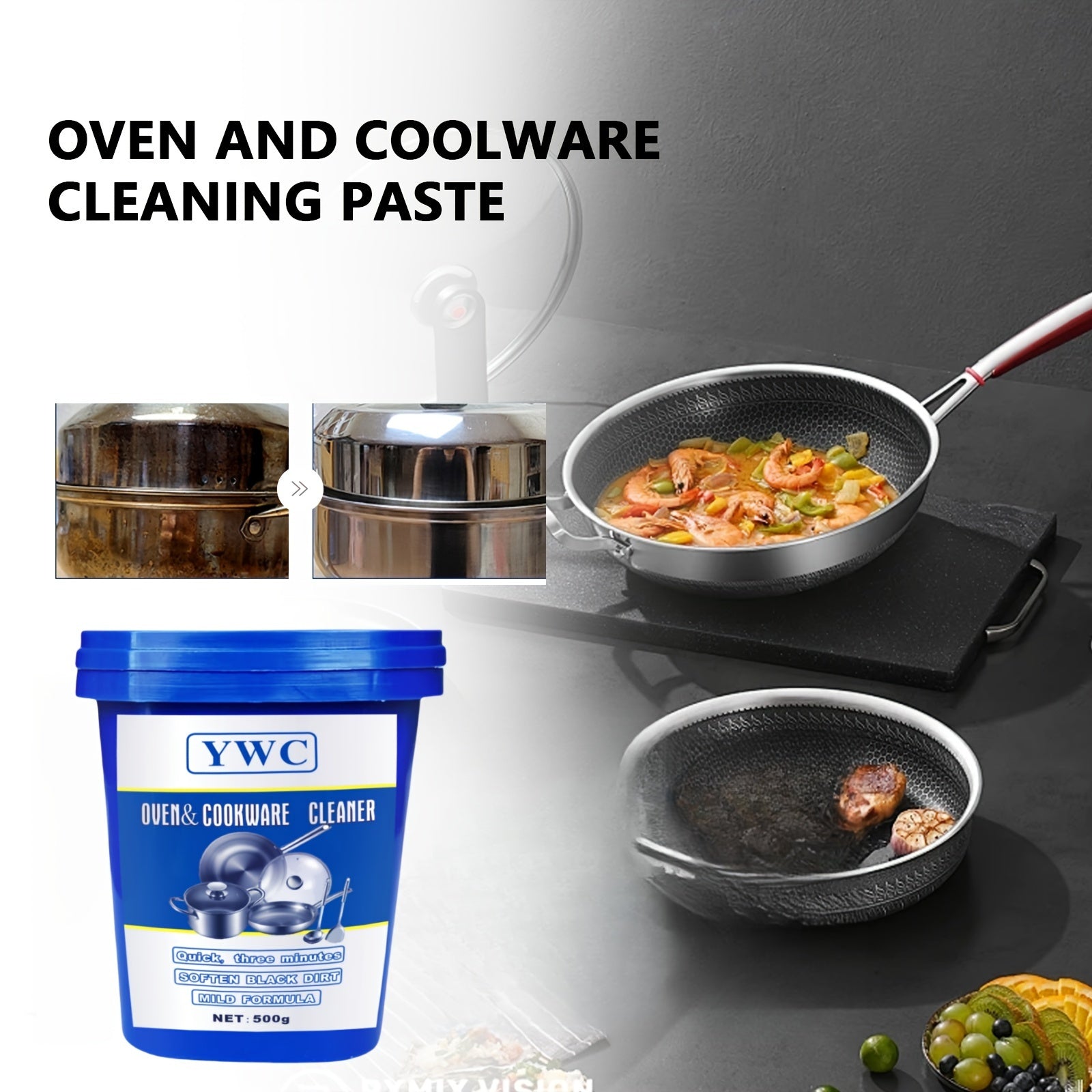 Large Black 500g Metal Polishing Paste for Pots Stoves and Surfaces