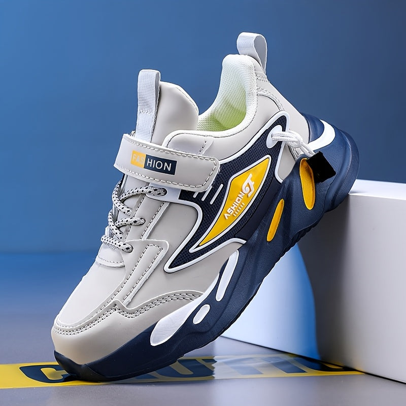 Unisex Geometric Pattern Sneakers for Kids Under 14 with PU Upper EVA Sole and Fabric Insole