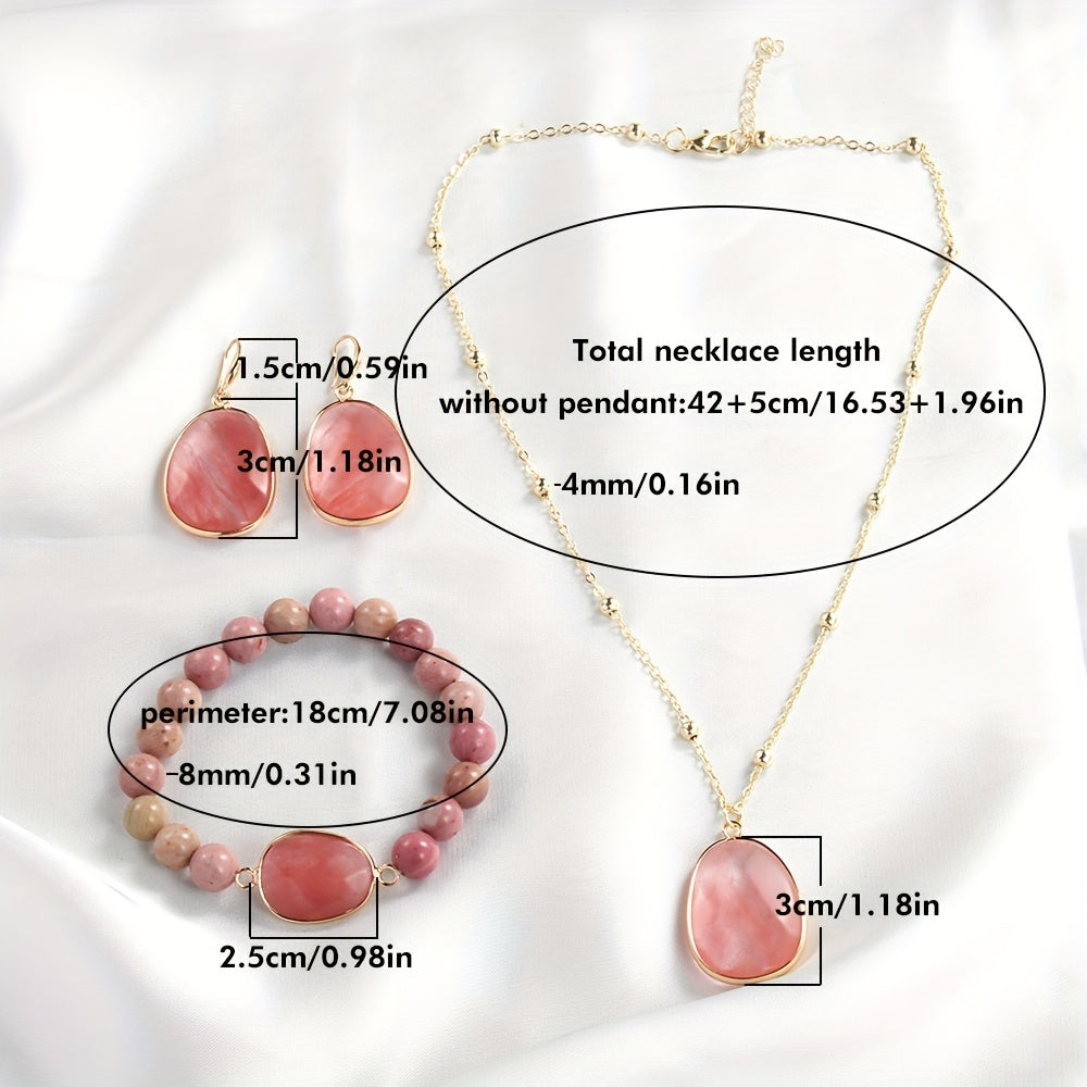 Bahor va yoz zargarlik to'plami: Rang-barang toshlardan yasalgan marjon, bilaguzuk va qisqa chokerdan iborat taqinchoqlar, partiyalar va ta'tillar uchun mukammal.