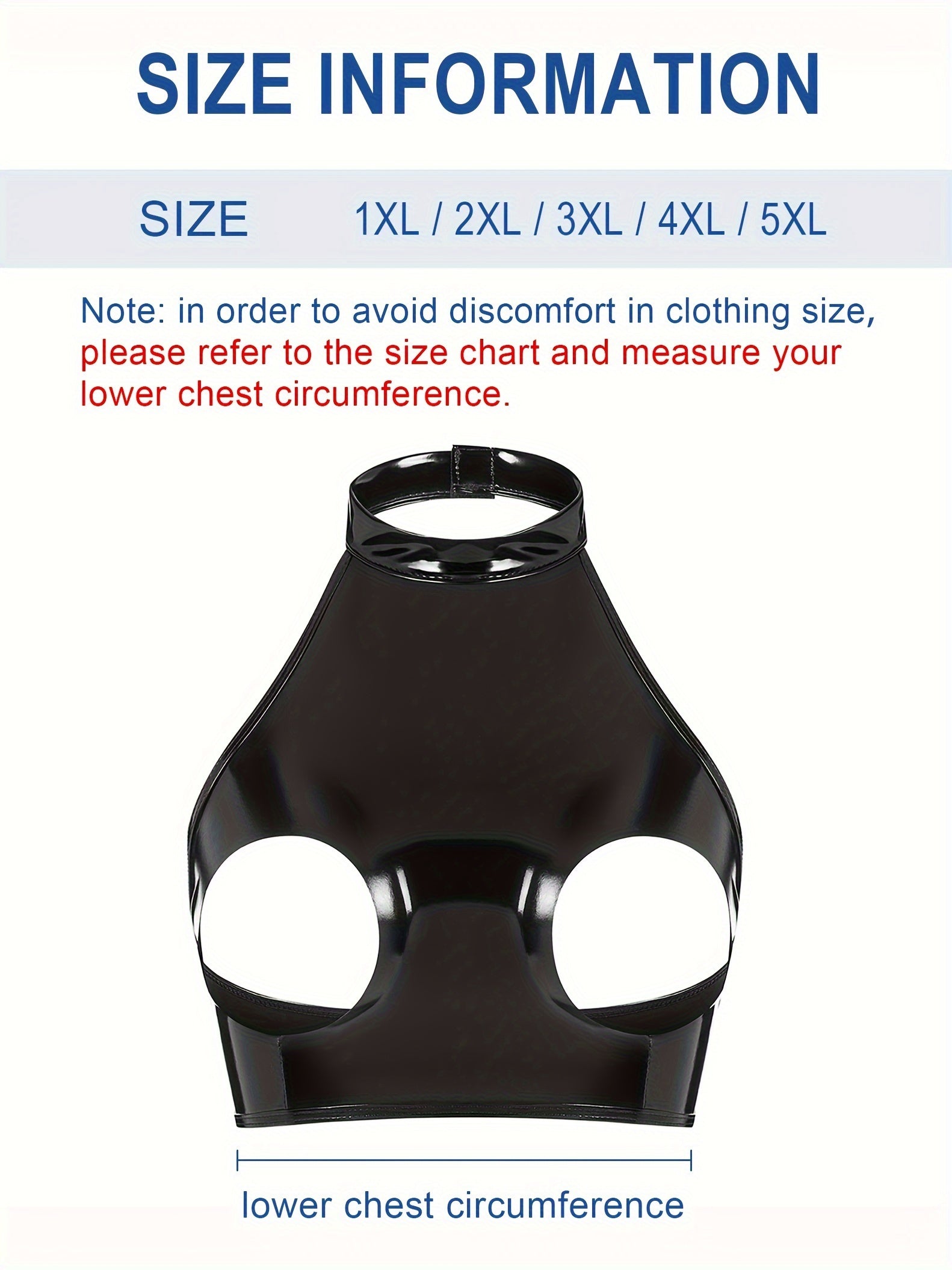 Women's High Gloss Patent Leather Open Chest Fun Bra Large Size