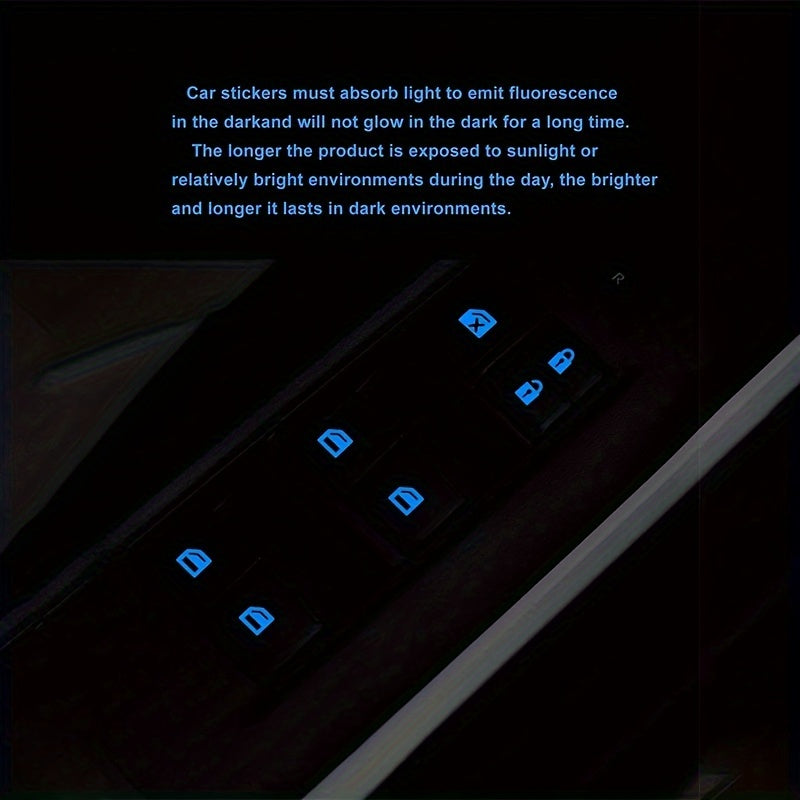 Universal moslik Yorug'likda porlaydigan Avtomobil kaliti tugmasi stikerlari PVC ichki o'rnatish uchun decal to'plami