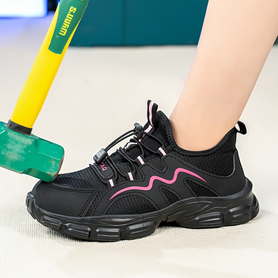 Women’s Breathable Steel Toe Safety Shoes Puncture-Resistant Work Sneakers Pink