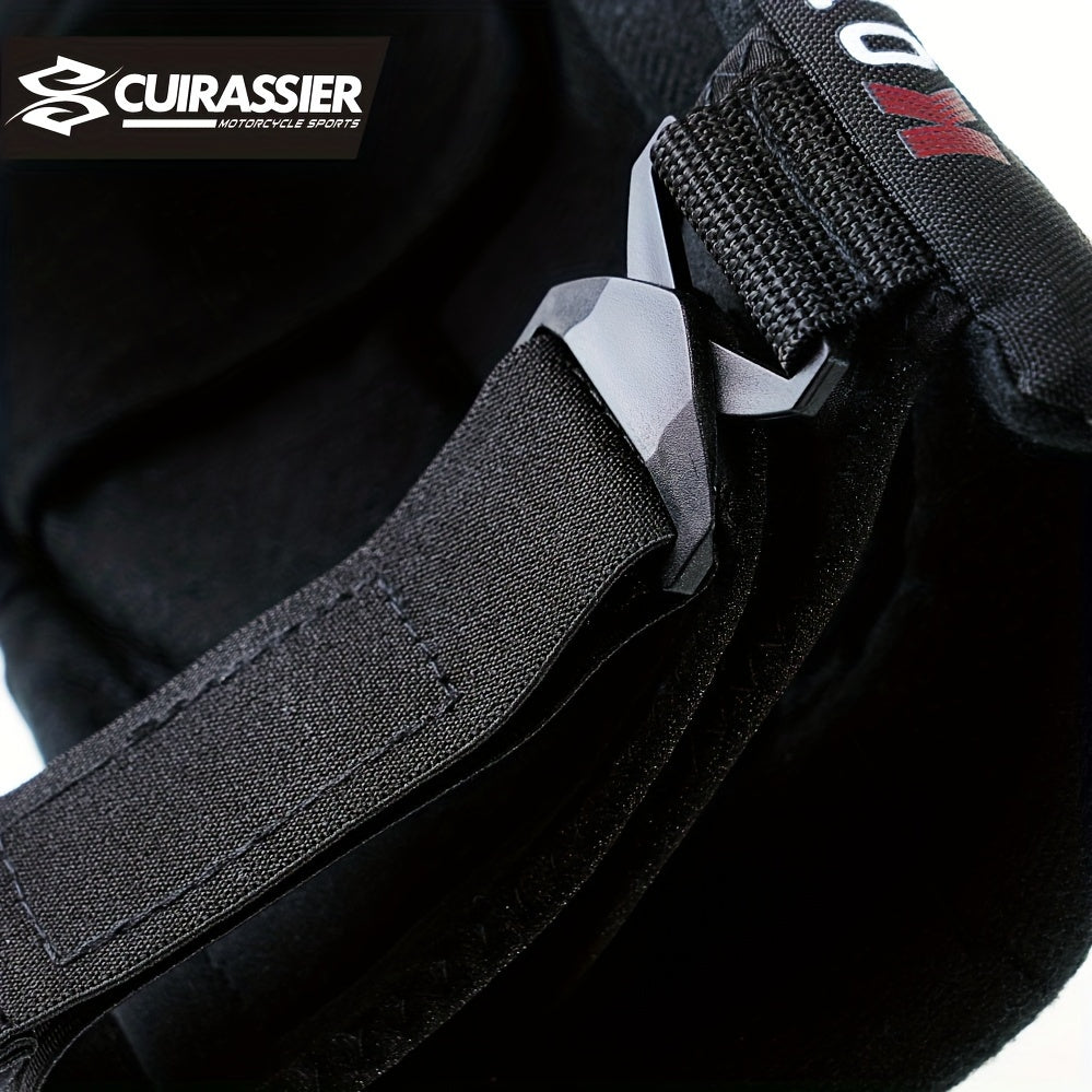 Protectores de rodilla ajustables para motocicleta, Oxford poliéster, absorción de impactos, tiras reflectantes