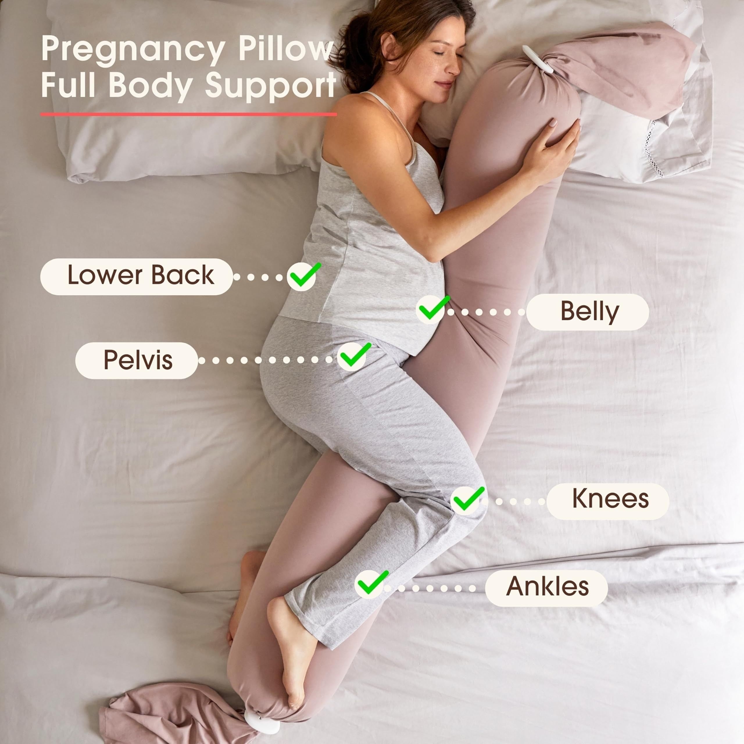 Ultra-Soft Full Body Cushion for Side Sleepers and Maternity Support Lightweight Adjustable Pillow
