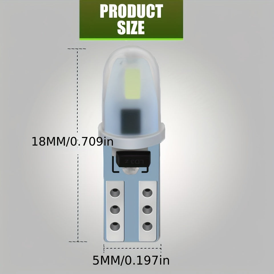 10Pcs T5 LED Indicator Wedge Light Bulbs for Car Dashboard Panel Red White