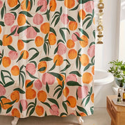 Peach Cartoon Shower Curtain Waterproof with 12 Hooks Bathroom Decor