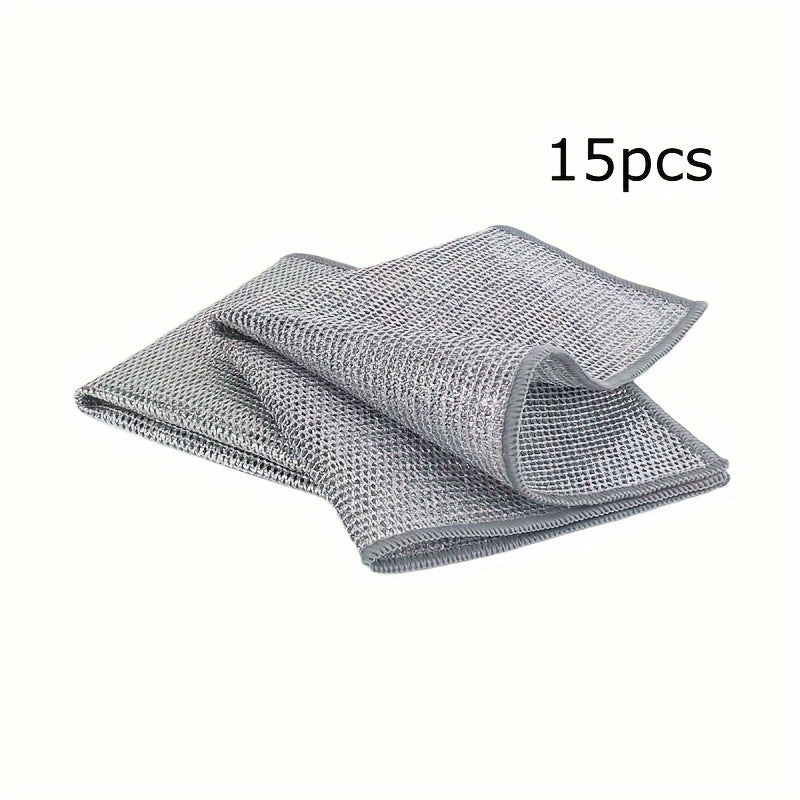 Pack of 5 Silver Nylon Dishcloths for Kitchen, Bathroom, and Patio Cleaning
