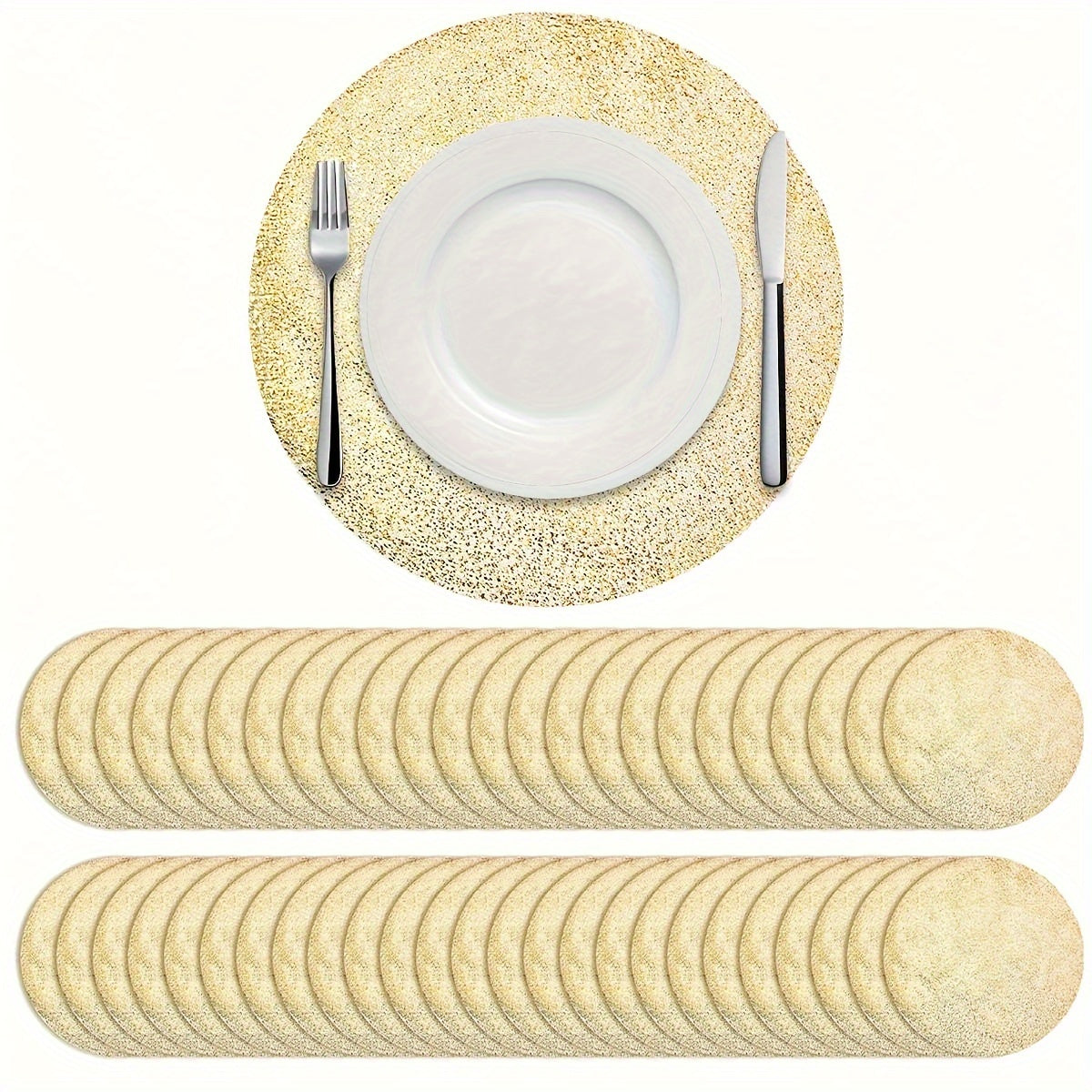 Gold Foil Mesh Round Placemats 33cm for Dining Weddings Parties Home Decor