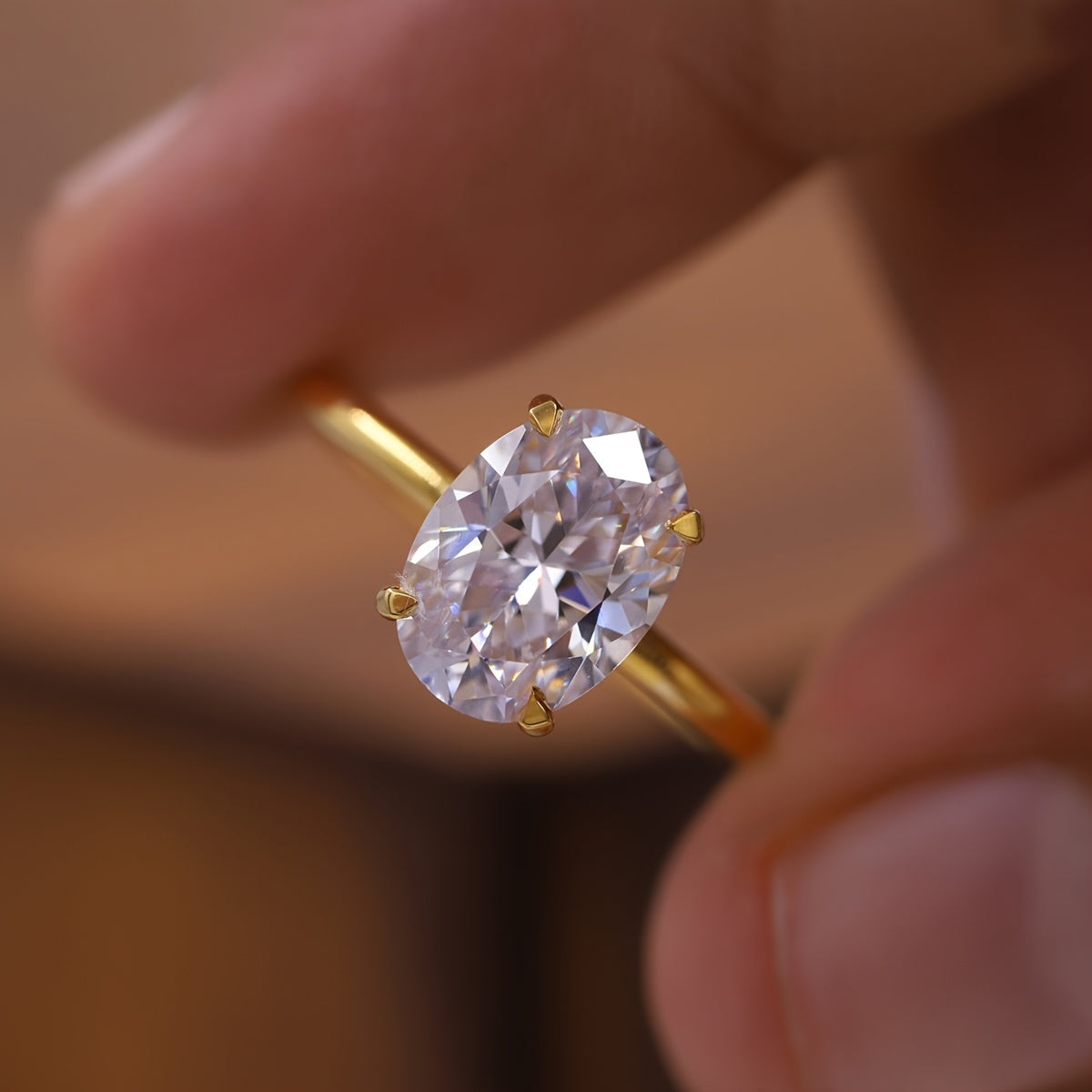 Sterling Silver Oval Cubic Zirconia Engagement Ring 1CT 2CT 3CT for Women