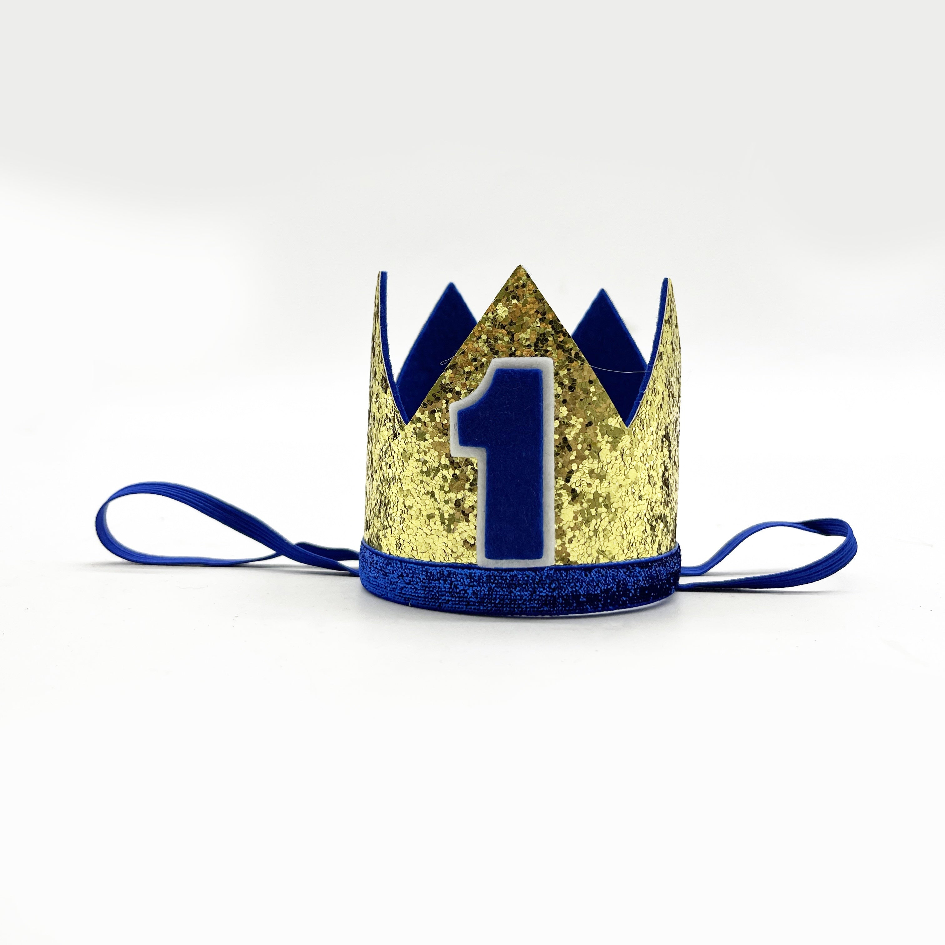 Golden Crown Birthday Hat with Number 1 for Kids and Adults Polyester