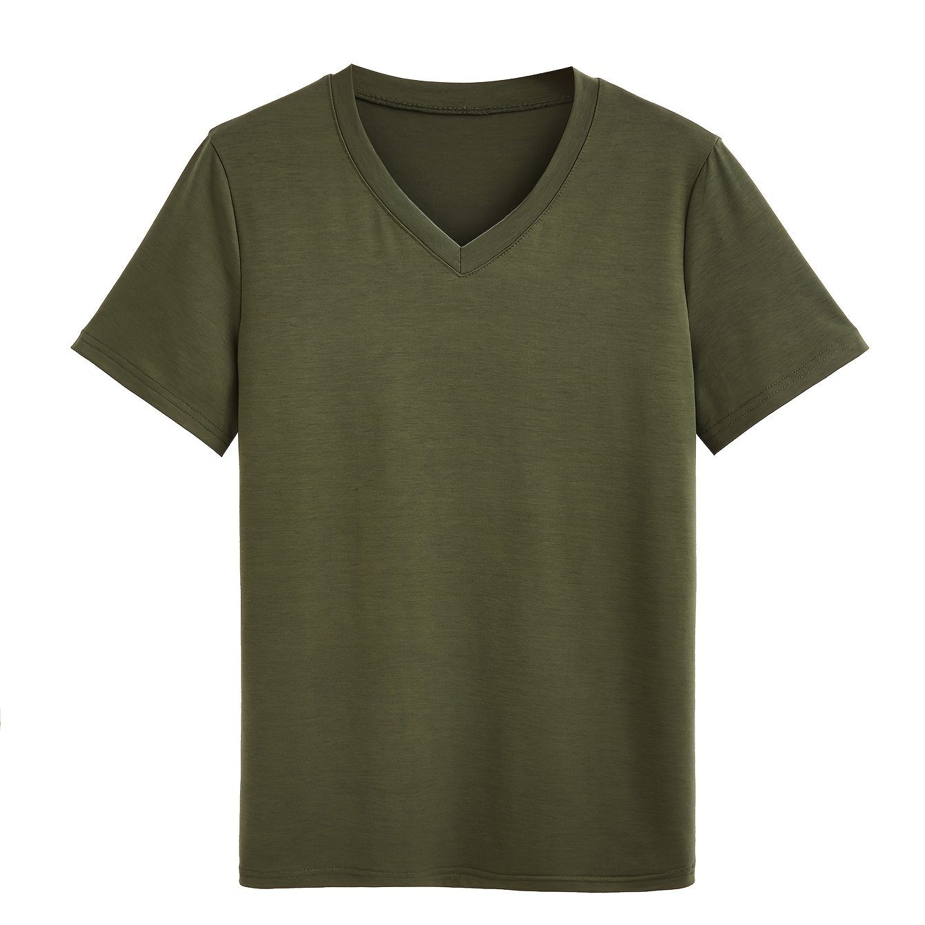 Women's Plus Size Solid Color V-Neck T-Shirt Short Sleeve Lightweight Summer Casual