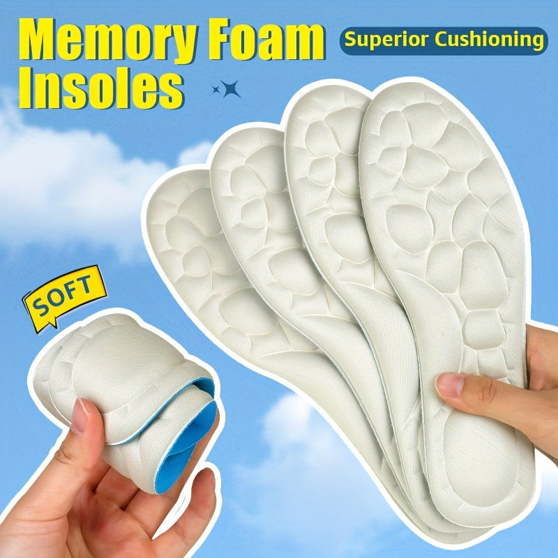 Unisex Memory Foam Cushioned Shoe Insoles for Sports Sneakers and High Heels