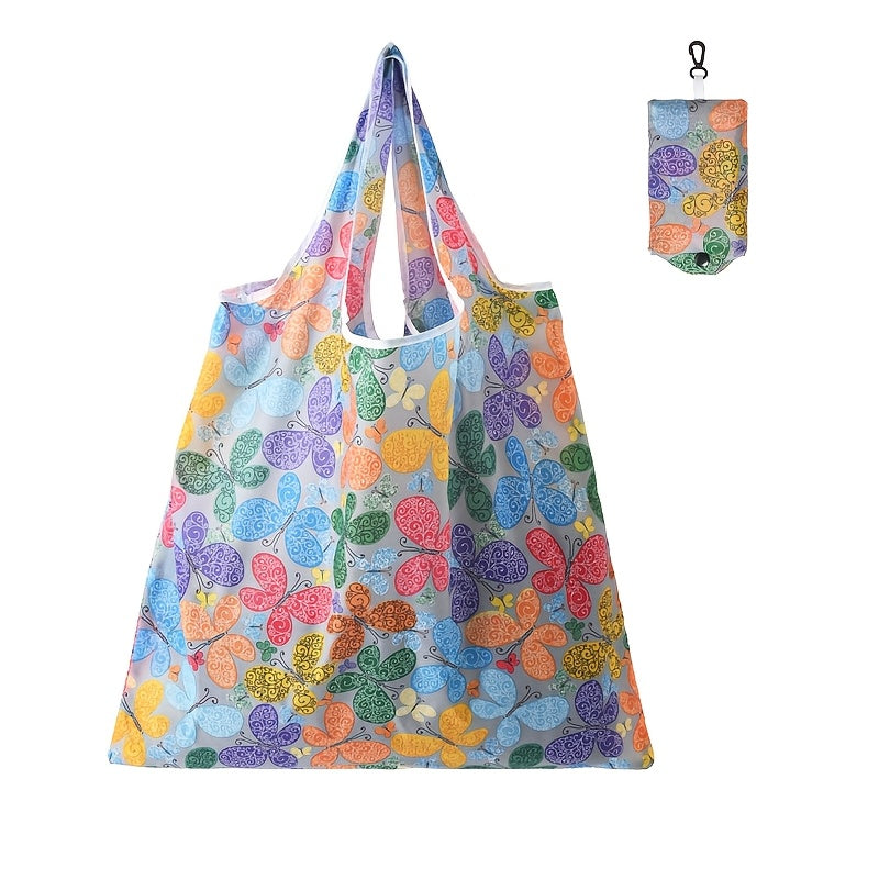 Reusable Polyester Shopping Tote Bag Large Foldable Sunflower Leopard Paisley