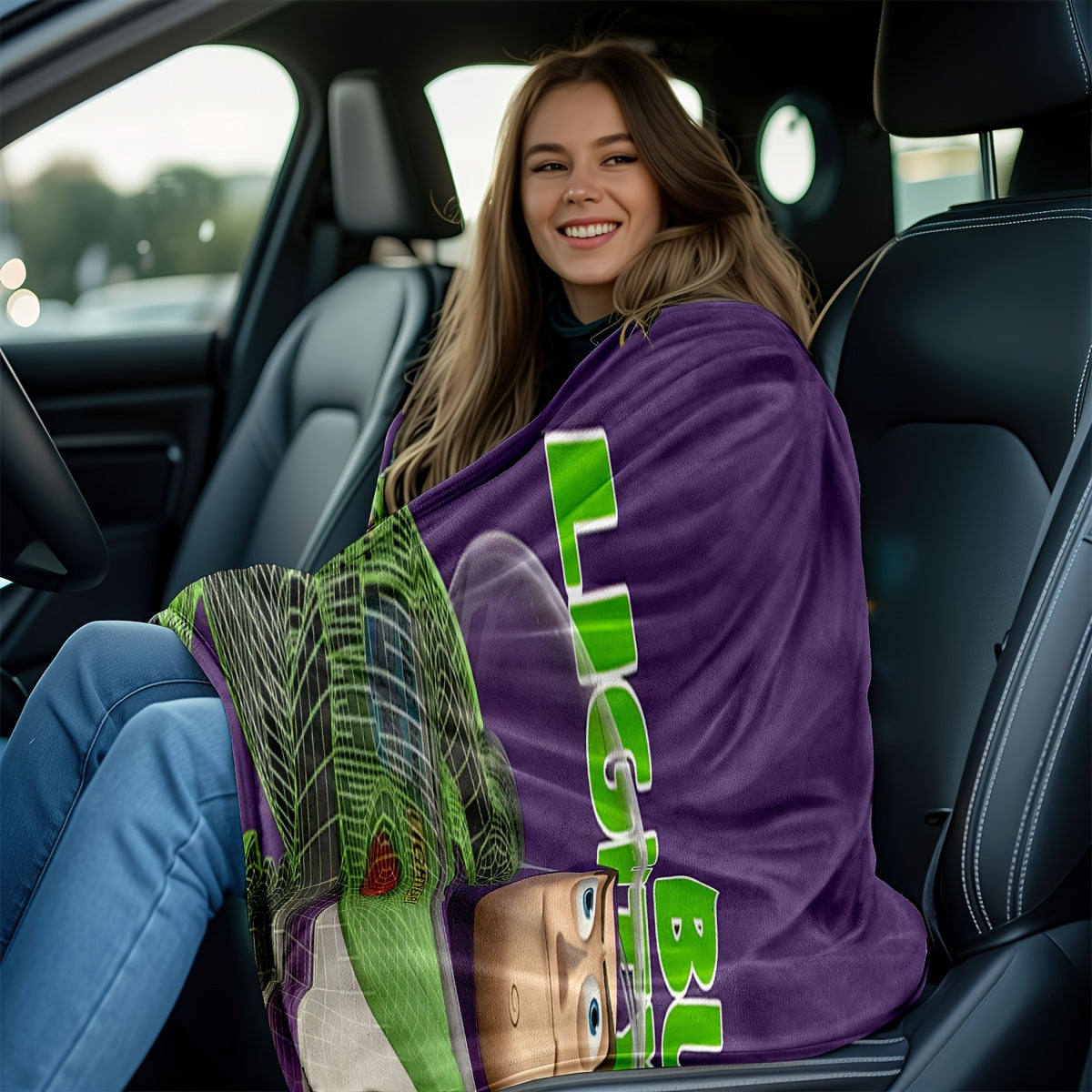 Action Figure Toy for Kids Buzz Lightyear Green Astronaut with Dinosaur on Purple Blanket