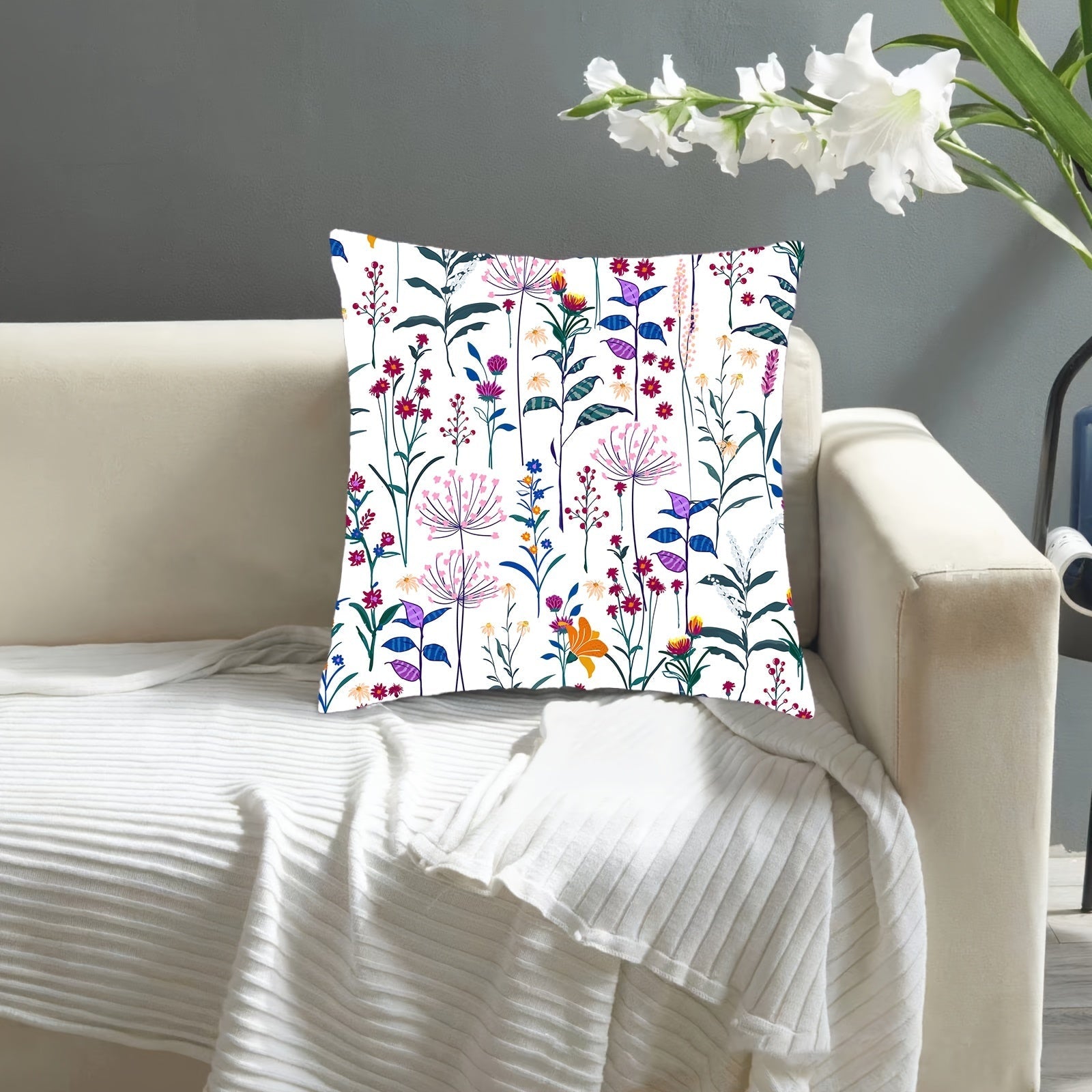 Decorative Pillowcase Dandelion Design 45.72x45.72 cm Plush Polyester Woven Easy to Wash