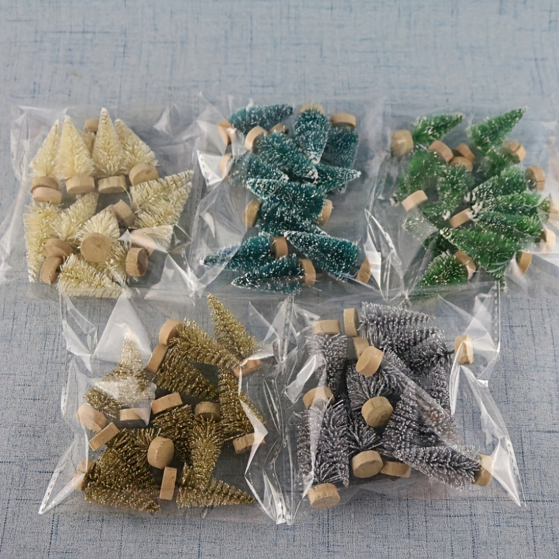 12 Mini Christmas Tree Decorations Fir and Pine for Tabletop and Home Decor