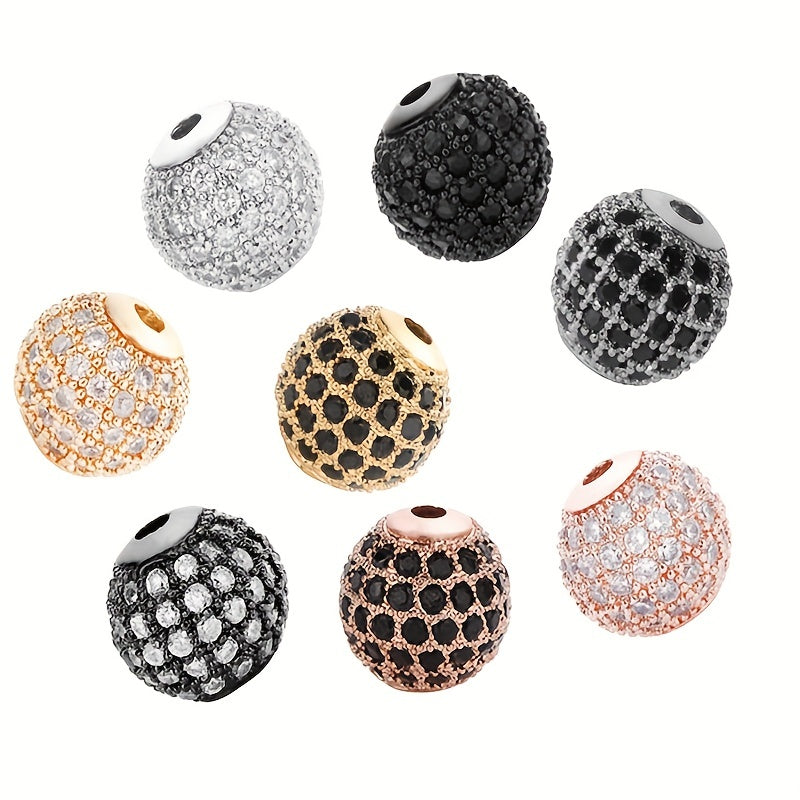 Set of 3 Cubic Zirconia Ball Charms 6/8/10mm for Bracelet Making