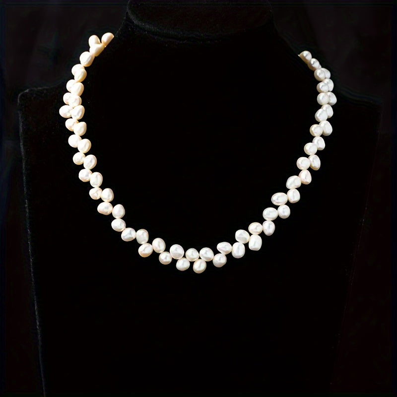 Women’s Baroque Freshwater Pearl Necklace 8mm Irregular Clavicle Chain for Mother’s Day
