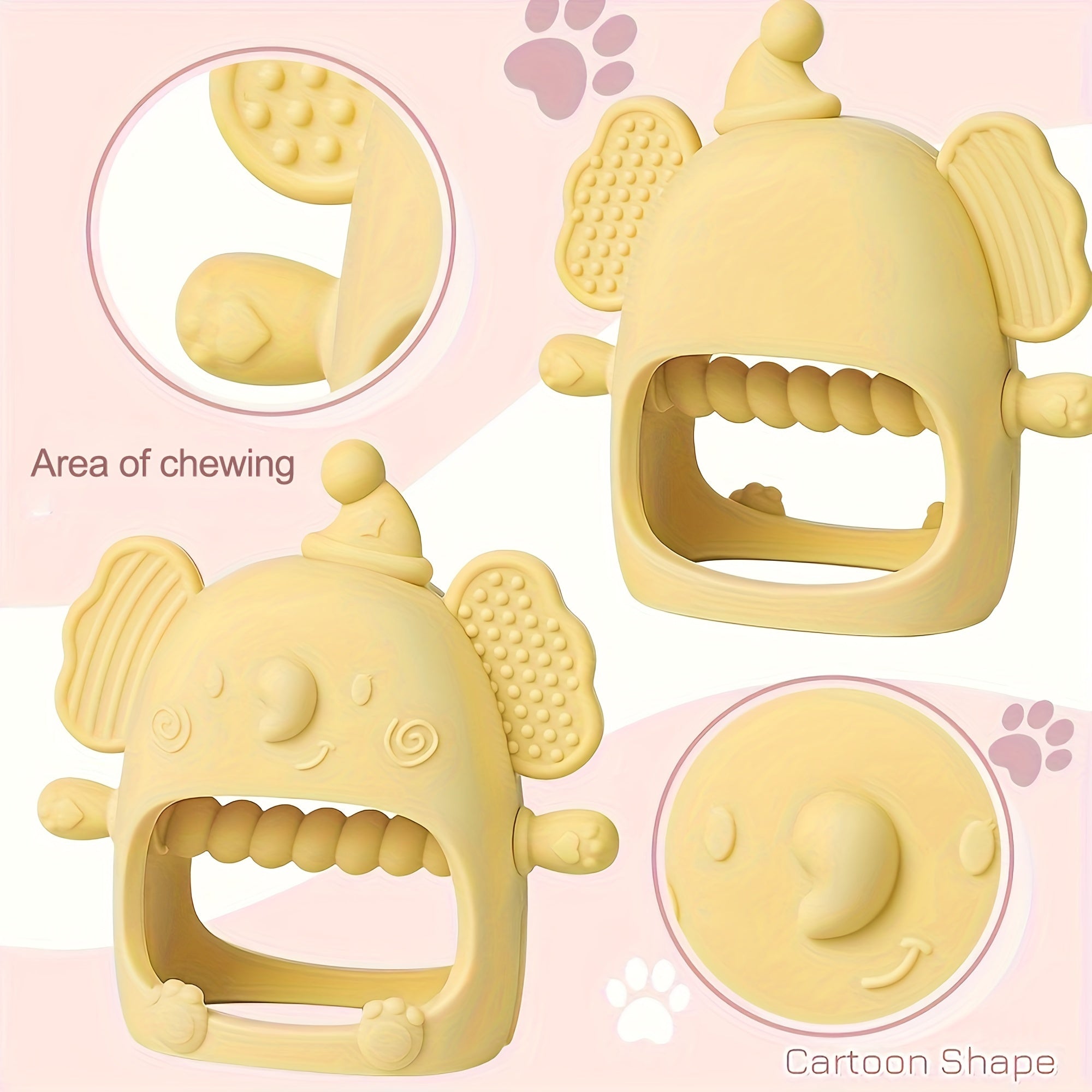 Baby Silicone Teether Mitten Non-Slip BPA-Free Cartoon Washable for Teething