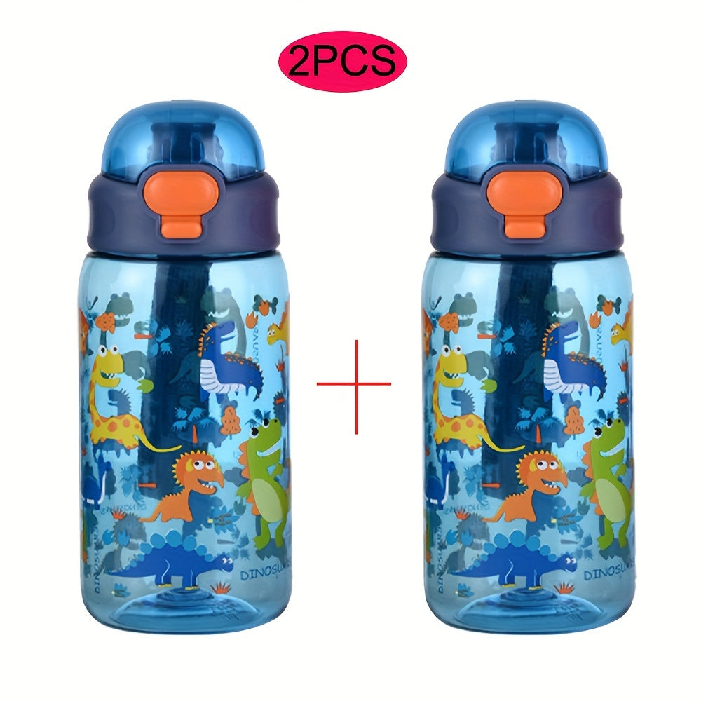 2 Pack 20oz Thermal Transfer Water Bottles with Cartoon Pattern and Handles for Home and Outdoor