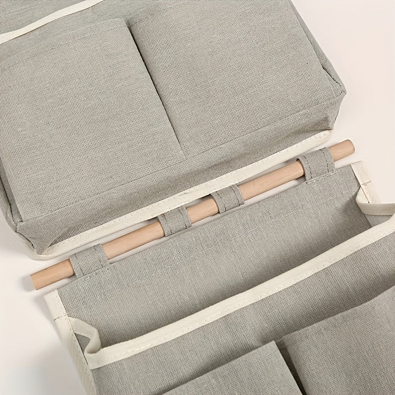 Wall-Mounted Ramie Cotton Hanging Bag for Kitchen Bathroom Closet Storage