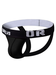 Men's Black Low-Rise Jockstrap with Mesh Detail Breathable Nylon Blend Athletic Supporter