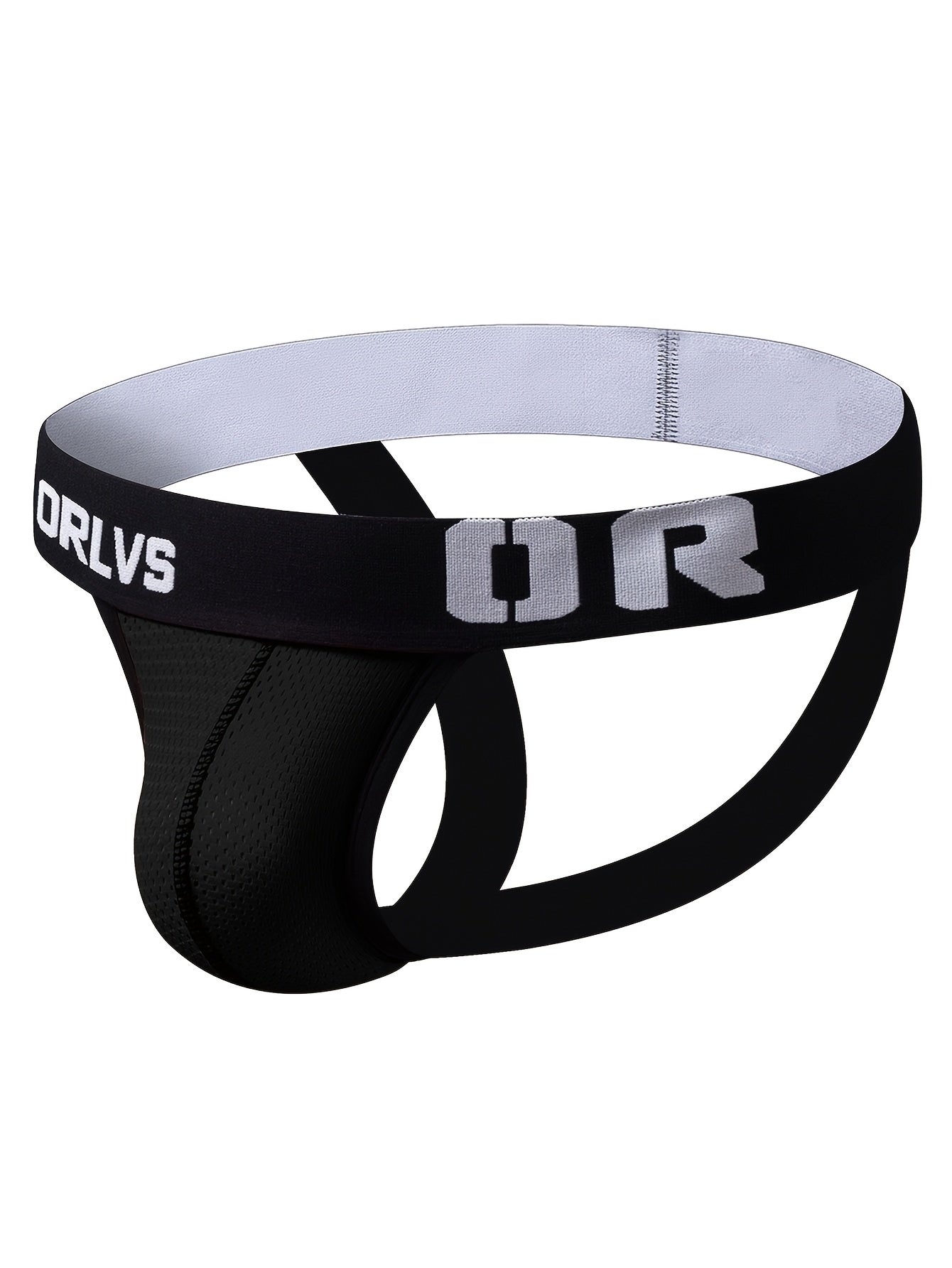 Men's Black Low-Rise Jockstrap with Mesh Detail Breathable Nylon Blend Athletic Supporter