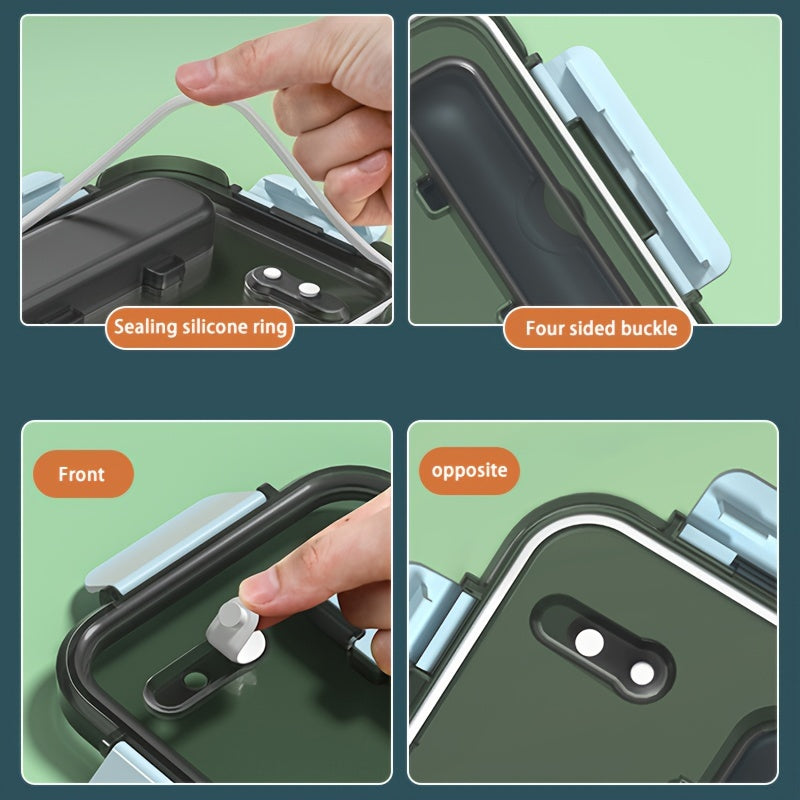 Large Capacity Leak-Proof Lunch Box with Spoon Double-Layered Microwave Safe