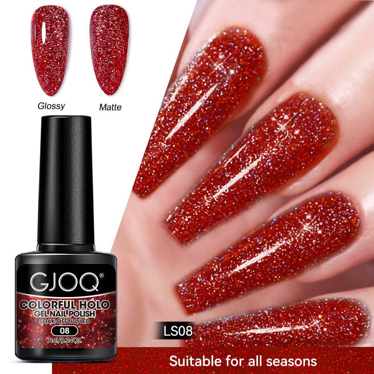 Gel Nail Polish Pink Purple Glitter Soak Off LED Manicure All Seasons