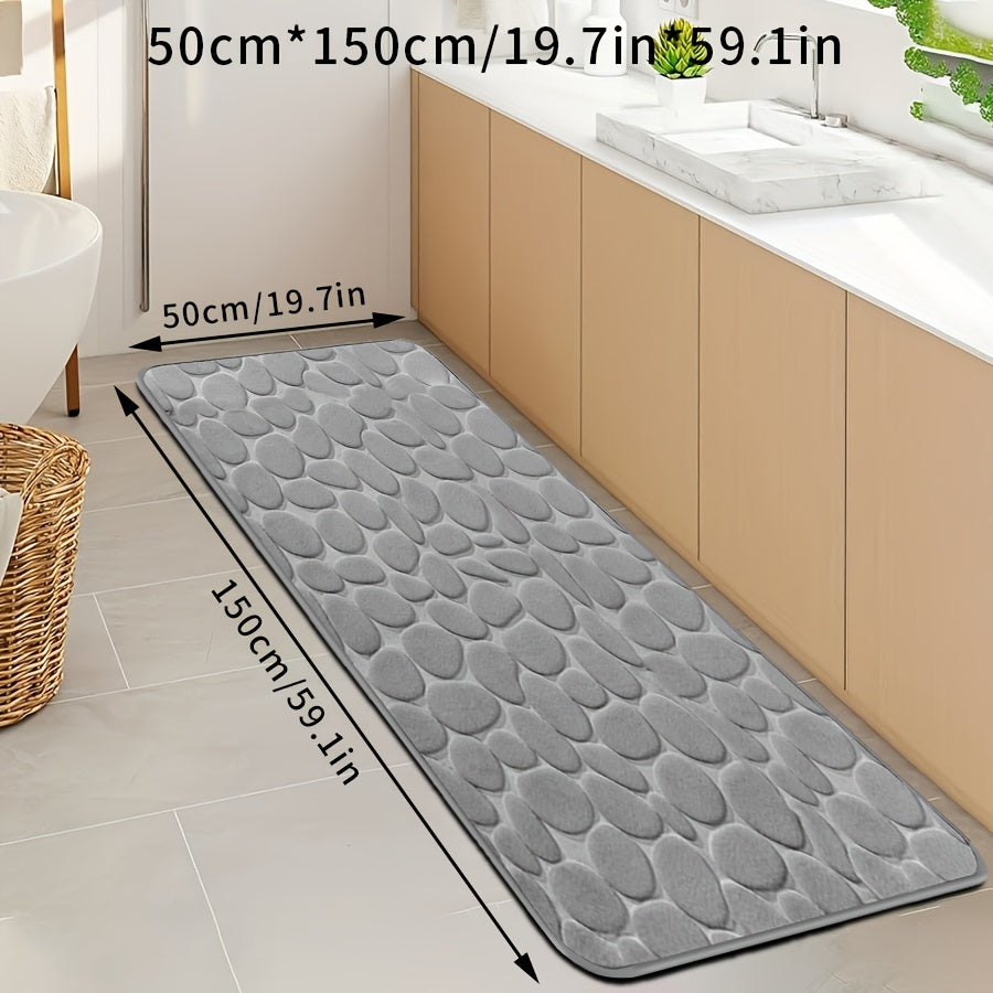 Quick-Dry Pebble Bath Mat Non-Slip Sponge Floor Mat for Bathroom Kitchen Laundry Bedroom