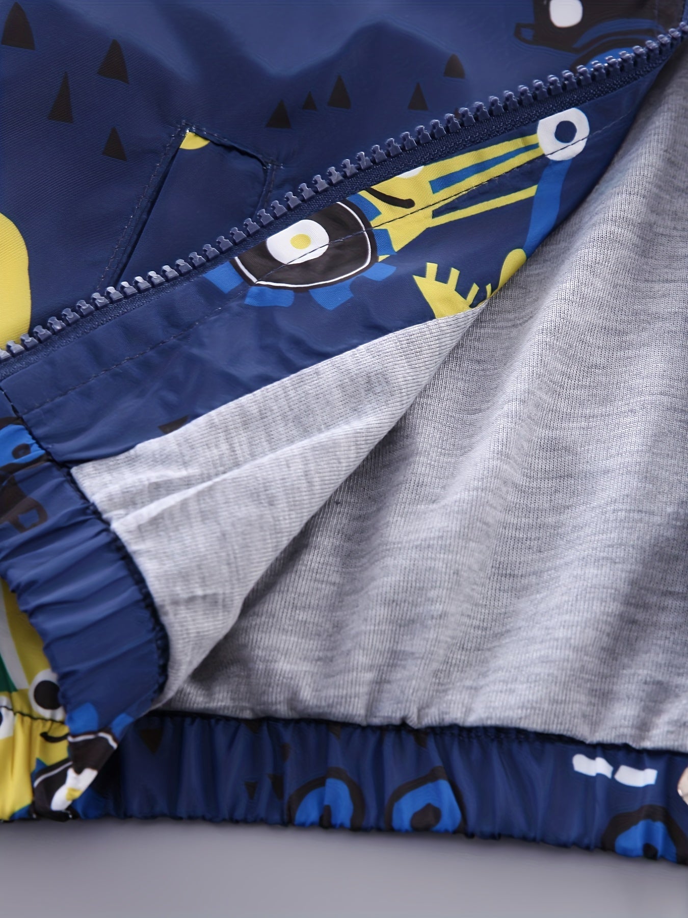 Детский утеплённый плащ с капюшоном серого камуфляжа с длинным рукавом и молнией для мальчиков и девочек