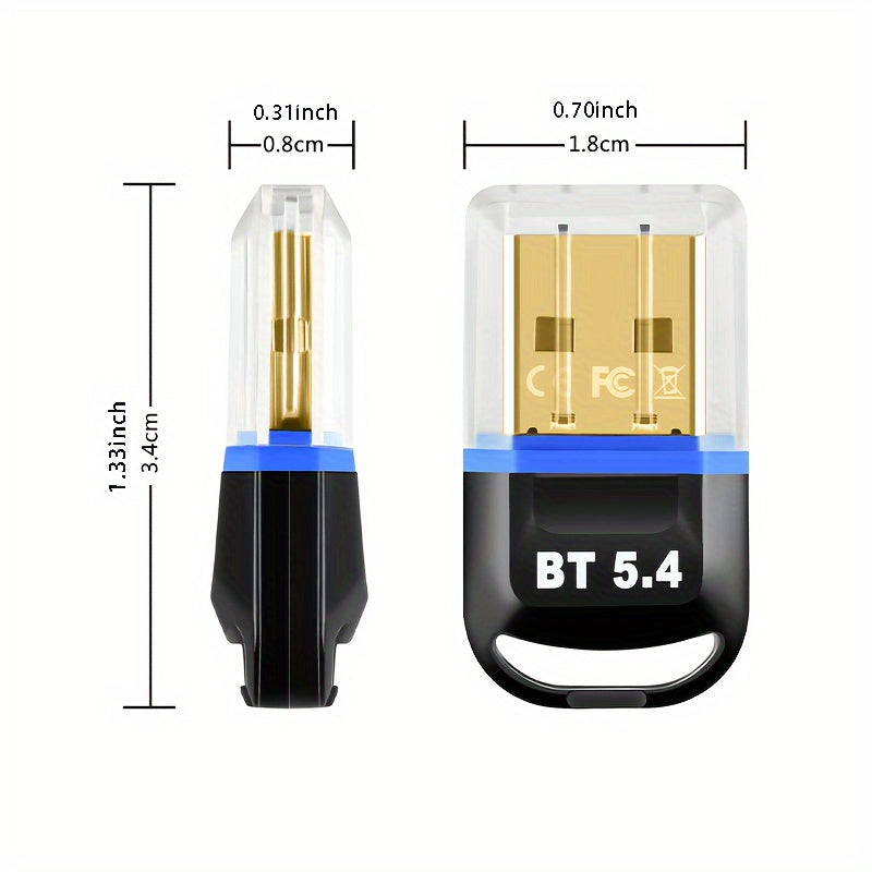 USB Bluetooth 5.4 Wireless Adapter for Windows 11/10/8.1 with Backward Compatibility