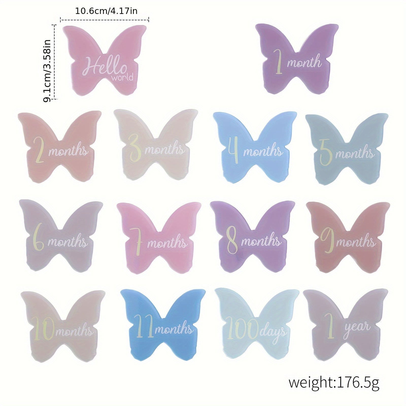 Bebek o'sishi va e'lonlar uchun akril mileston kartalari to'plami, o'sish disk bilan