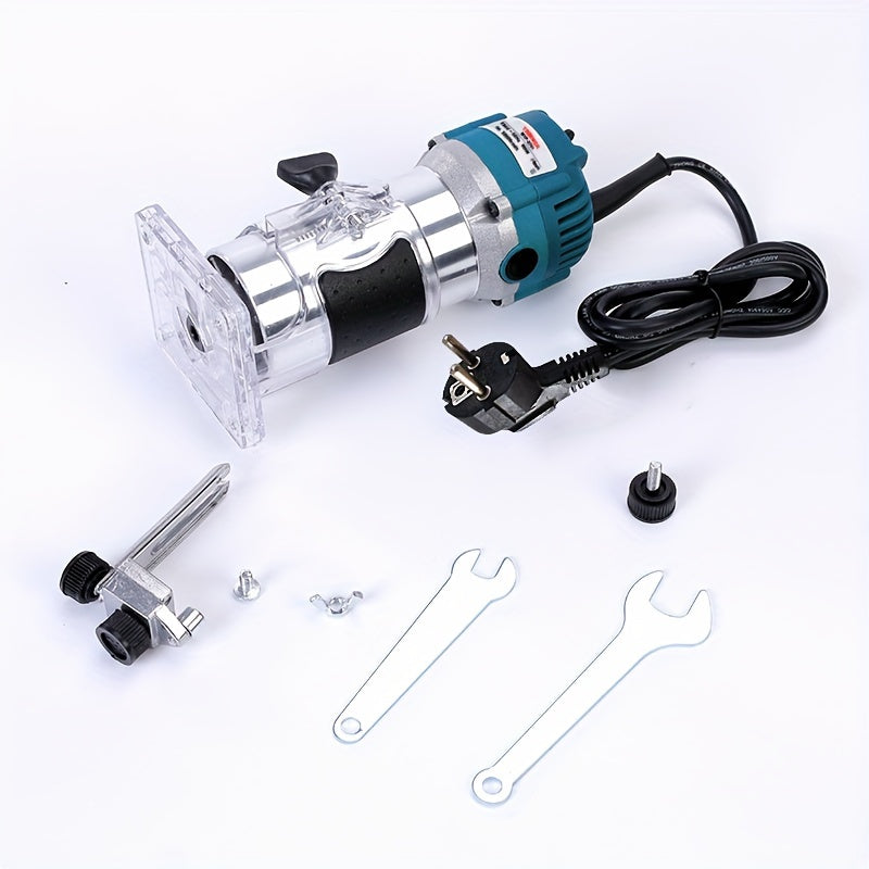 Electric Hand Trimmer Router Tool 800W 30000 RPM Aluminum Alloy Woodworking Chamfering Hole Digging European Plug
