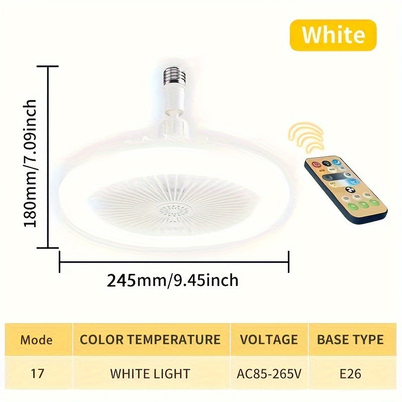White Crystal Cover Dimmable Ceiling Fan Light with Remote Control 3 Speeds 3 Colors 17 Modes