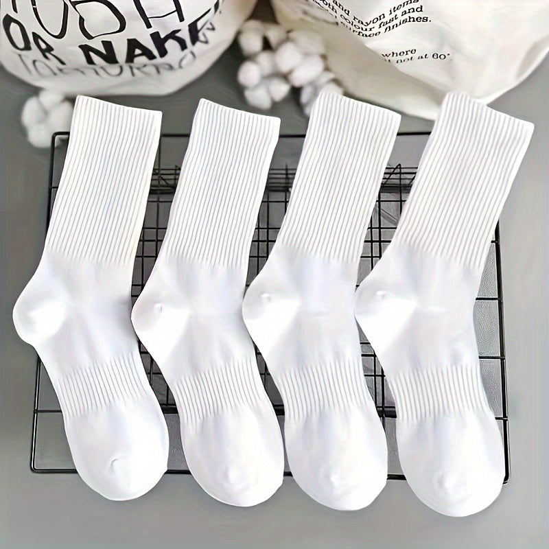 Men's Athletic Crew Socks Set of 5 Vintage Comfort Sweat-Absorbent Durable Polyester Spandex