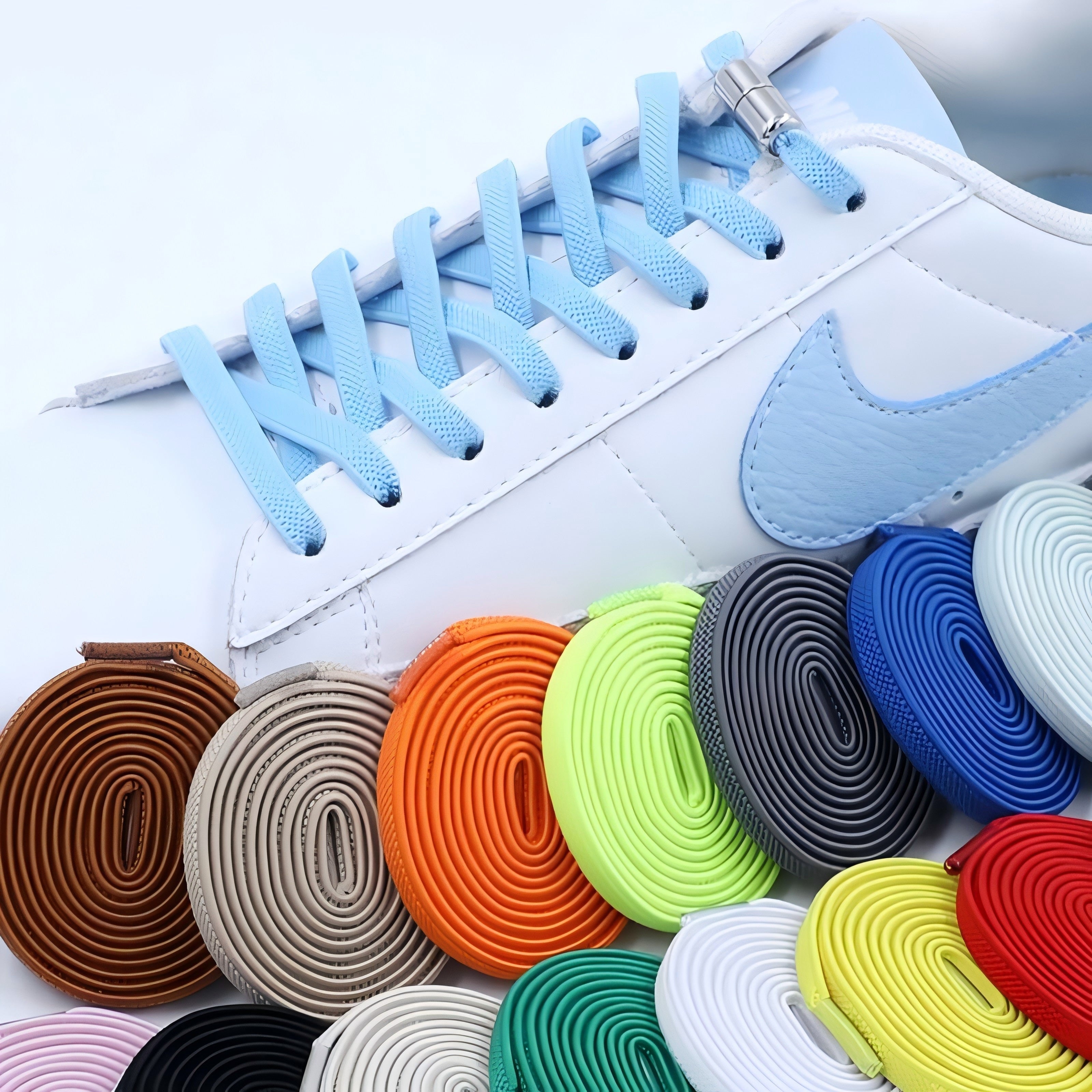 Unisex No-Tie Elastic Shoelaces Durable Polyester Spandex Sneaker Laces
