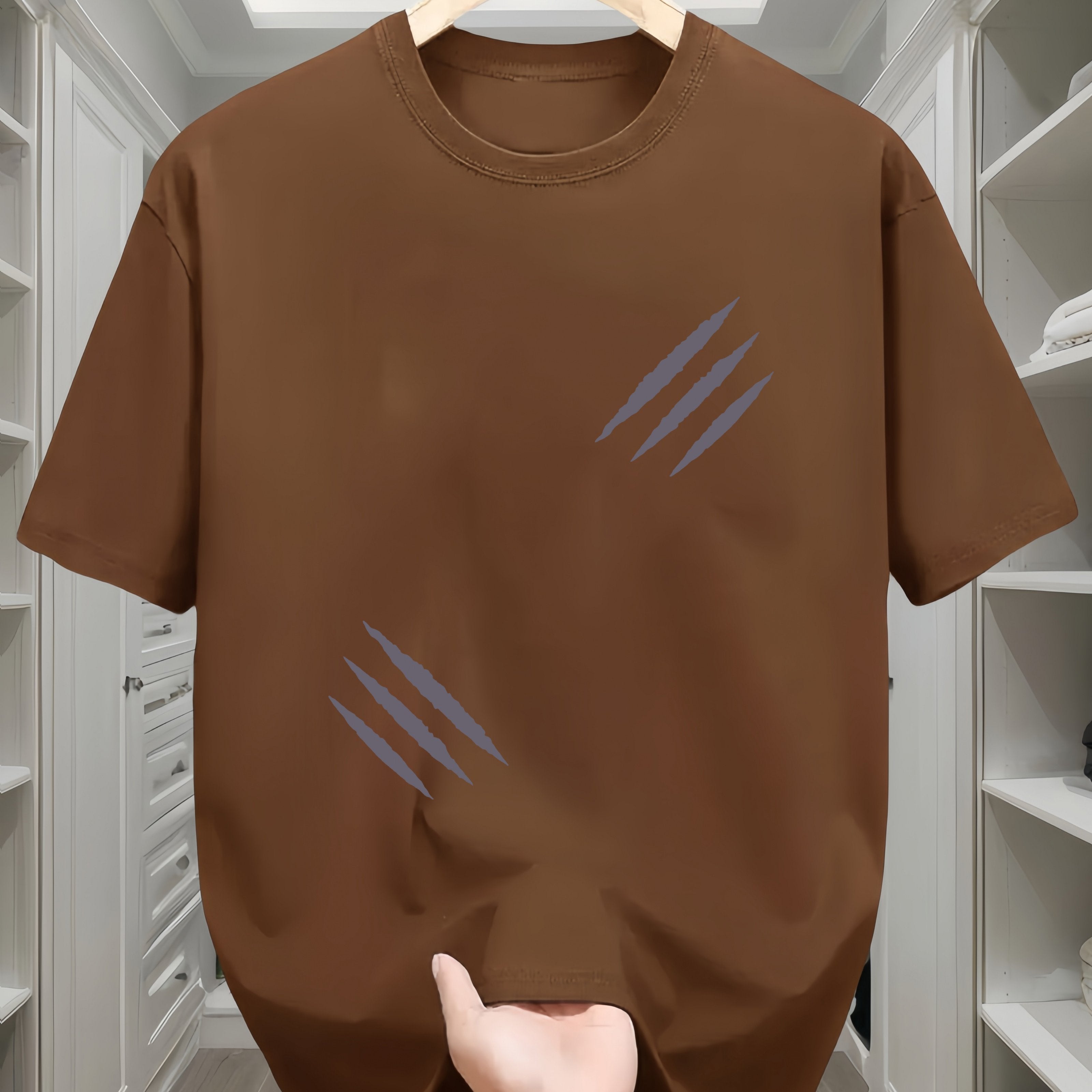 Camiseta de algodón para hombre de manga corta, cuello redondo, casual, para todas las estaciones, con patrón geométrico