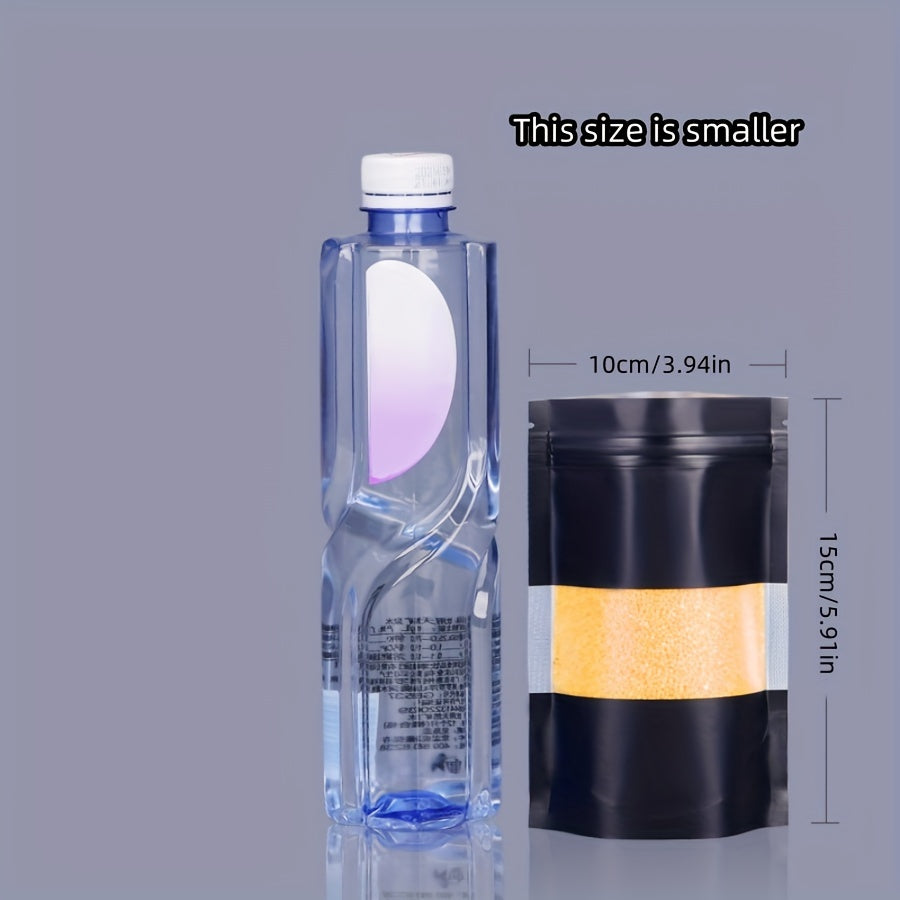 50 piezas de bolsas de embalaje con ventana abierta en negro para galletas, caramelos, café, té, auto-cierre, plástico esmerilado