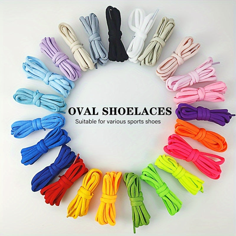 Unisex Polyester-Spandex Oval Shoelaces Solid Color Rainbow Accents