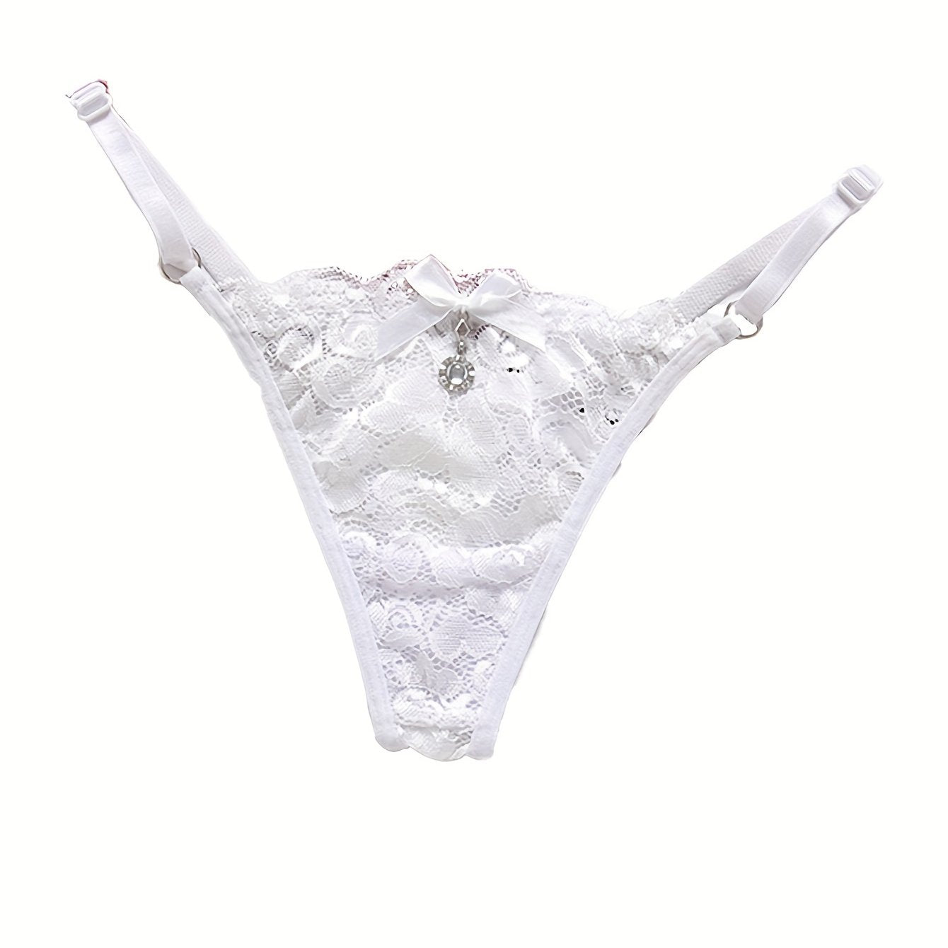 Women's Floral Lace Low Waist Thongs with Bow Tie Sexy Lingerie