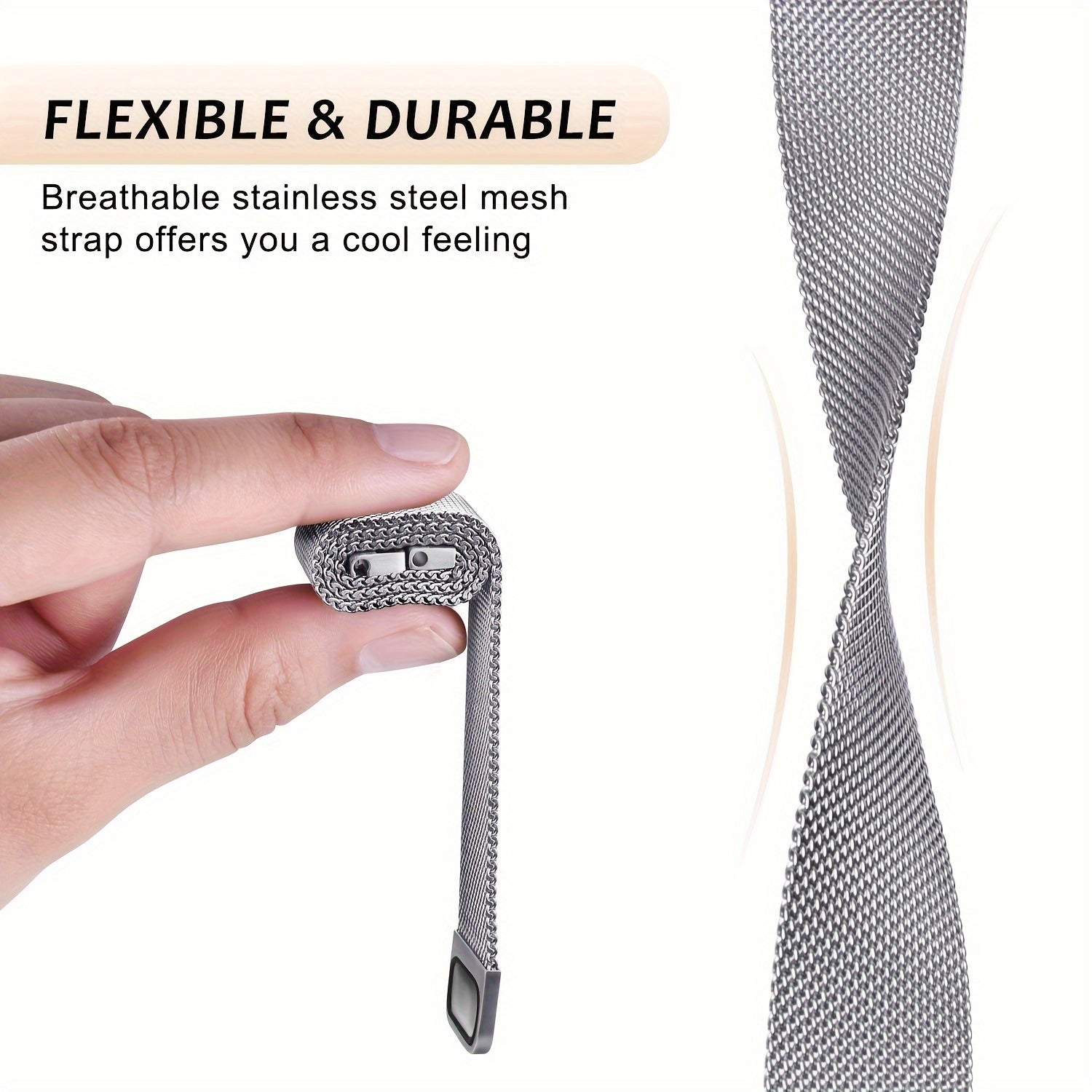 20mm Stainless Steel Mesh Watch Band Magnetic Mesh Strap for Samsung Galaxy Watch and Amazfit Bip U Pro GTS