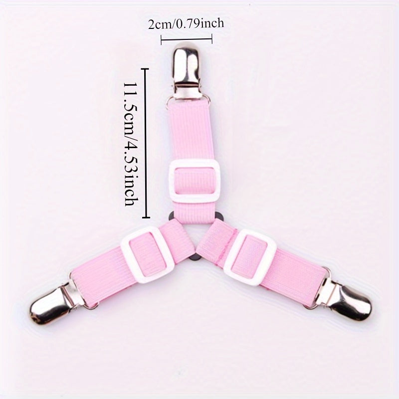 Three-Pack Gray Adjustable Sheet Clips for Bedding and Curtains