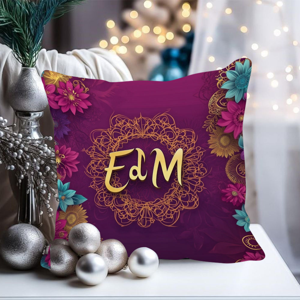 Eid Mubarak Ramadan Square Pillow Cover 45.72cm Plush Fabric Sofa Bedroom Outdoor